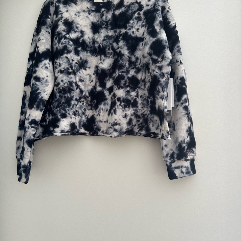 Girls TREASURE & BOND Cropped sweatshirt 8/10 M black & white tye die NWT